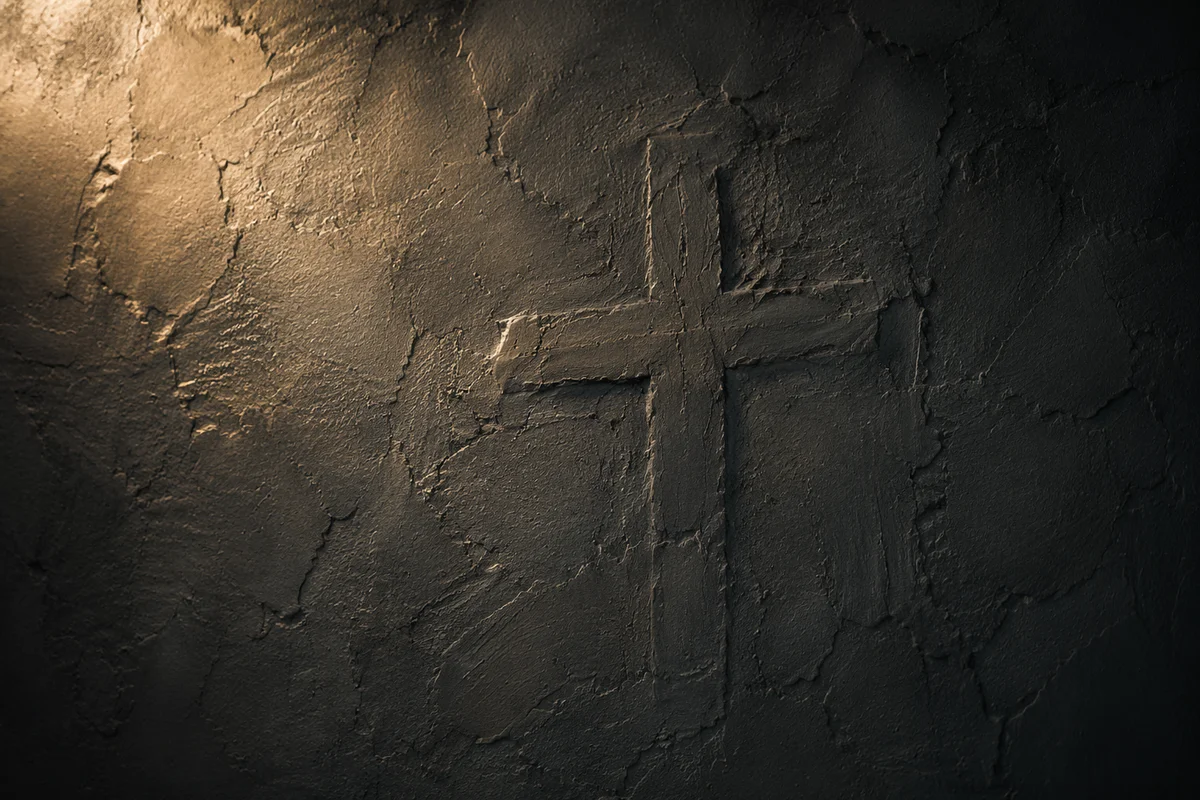 Subtle Cross on Dark Charcoal Plaster