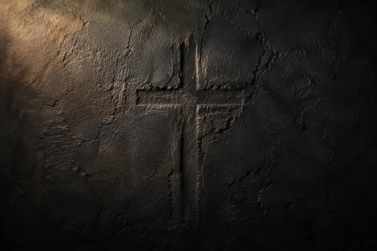 Subtle Cross on Dark Textured Wall