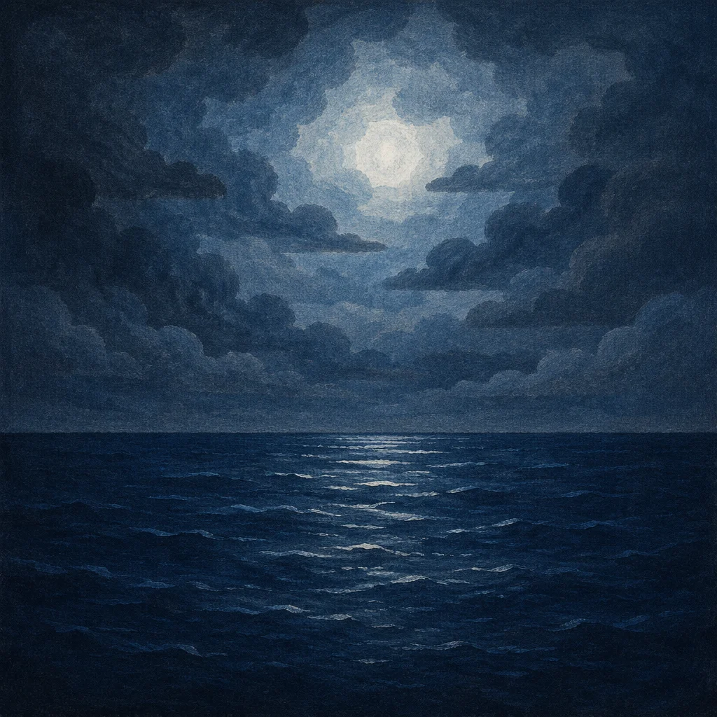 Deep Blue Ocean Horizon at Twilight