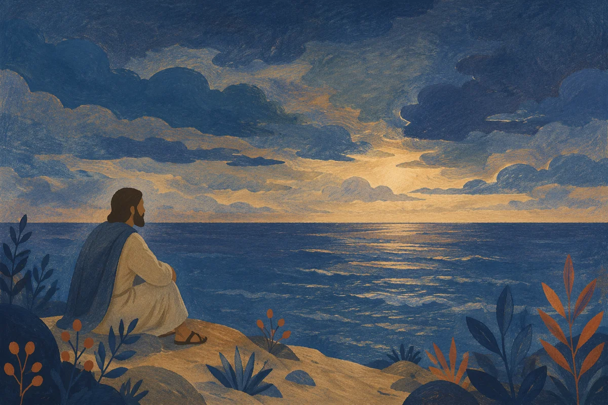 Deep Blue Ocean at Twilight Horizon