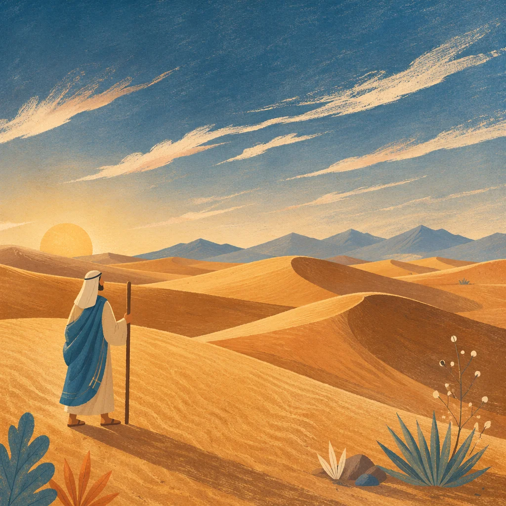 Golden Hour Desert Dunes Under Vast Sky