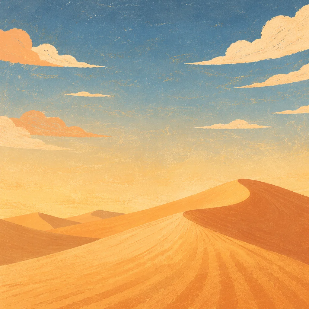 Golden Desert Dunes Under Vast Sky