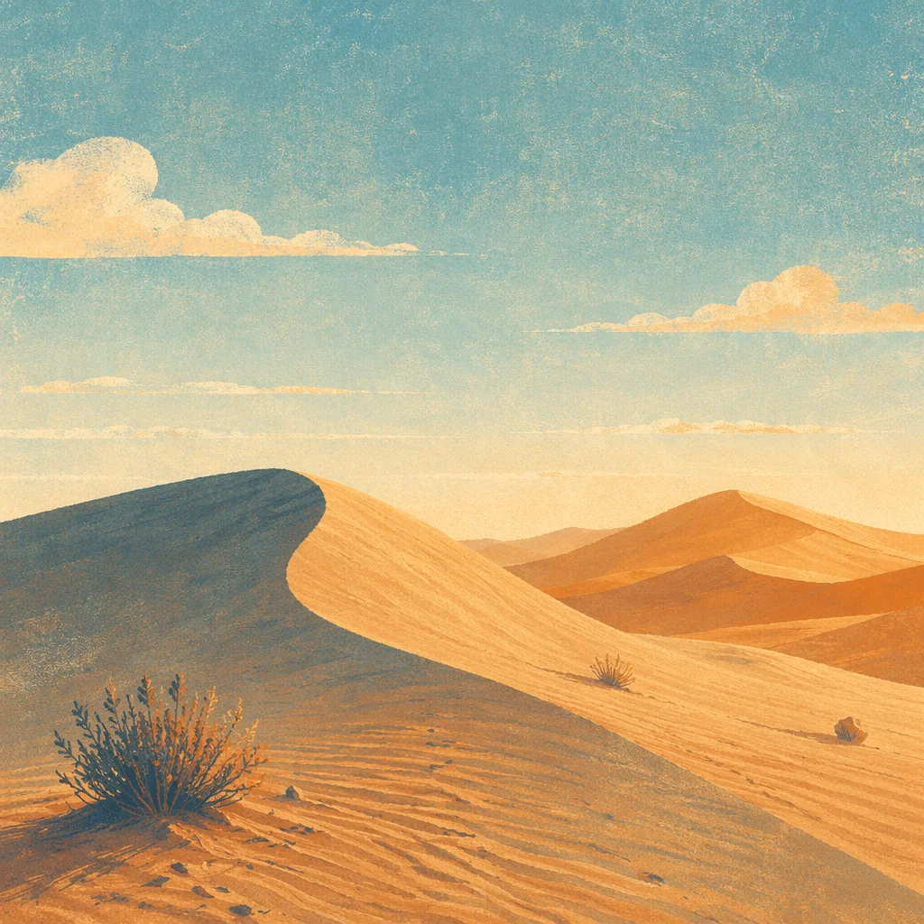Golden Hour Desert Dunes Vast Sky