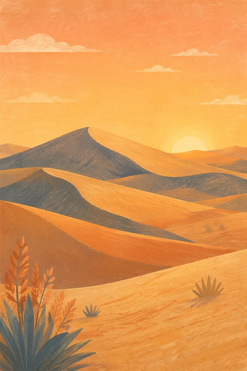 Golden Hour Desert Dunes Background