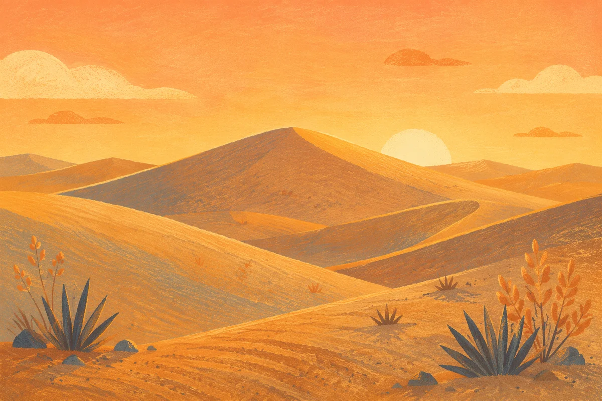Golden Hour Desert Dunes Background
