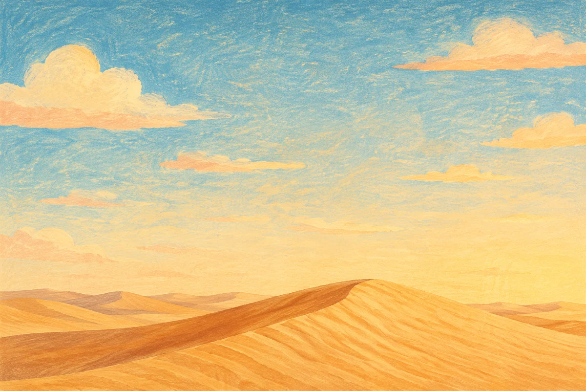 Golden Hour Desert Dunes Vast Sky Background