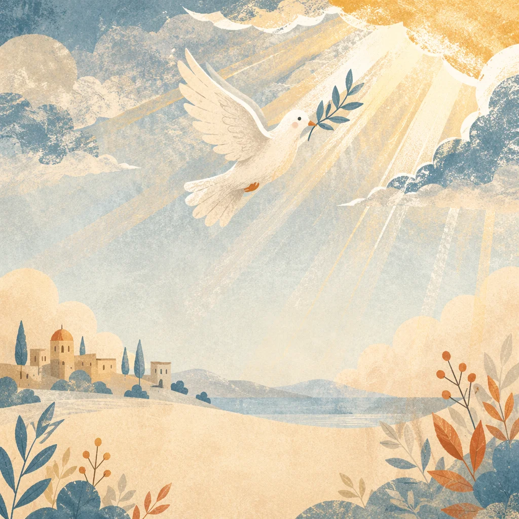 White Dove in Radiant Sky Background