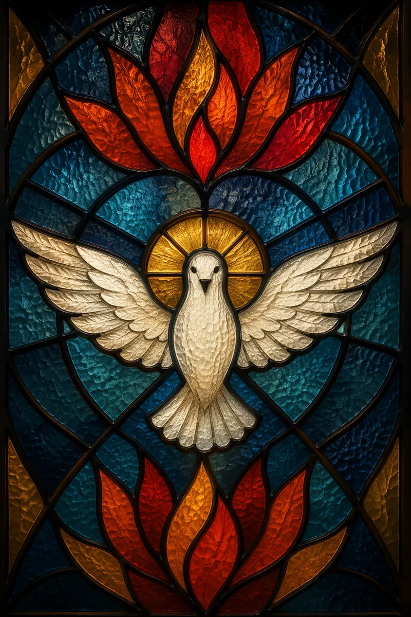White Dove in Stained Glass