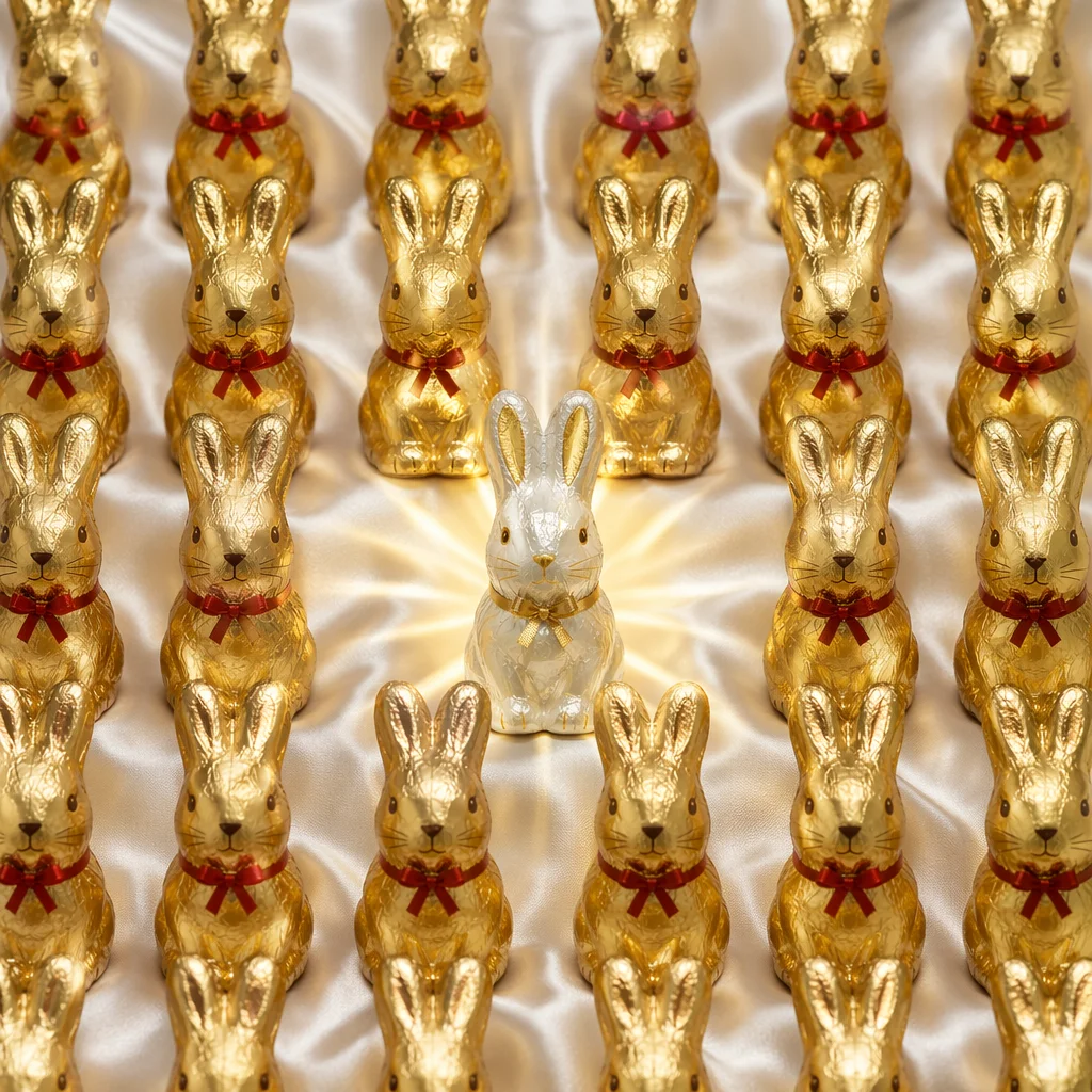 White and Gold Easter Bunny Background