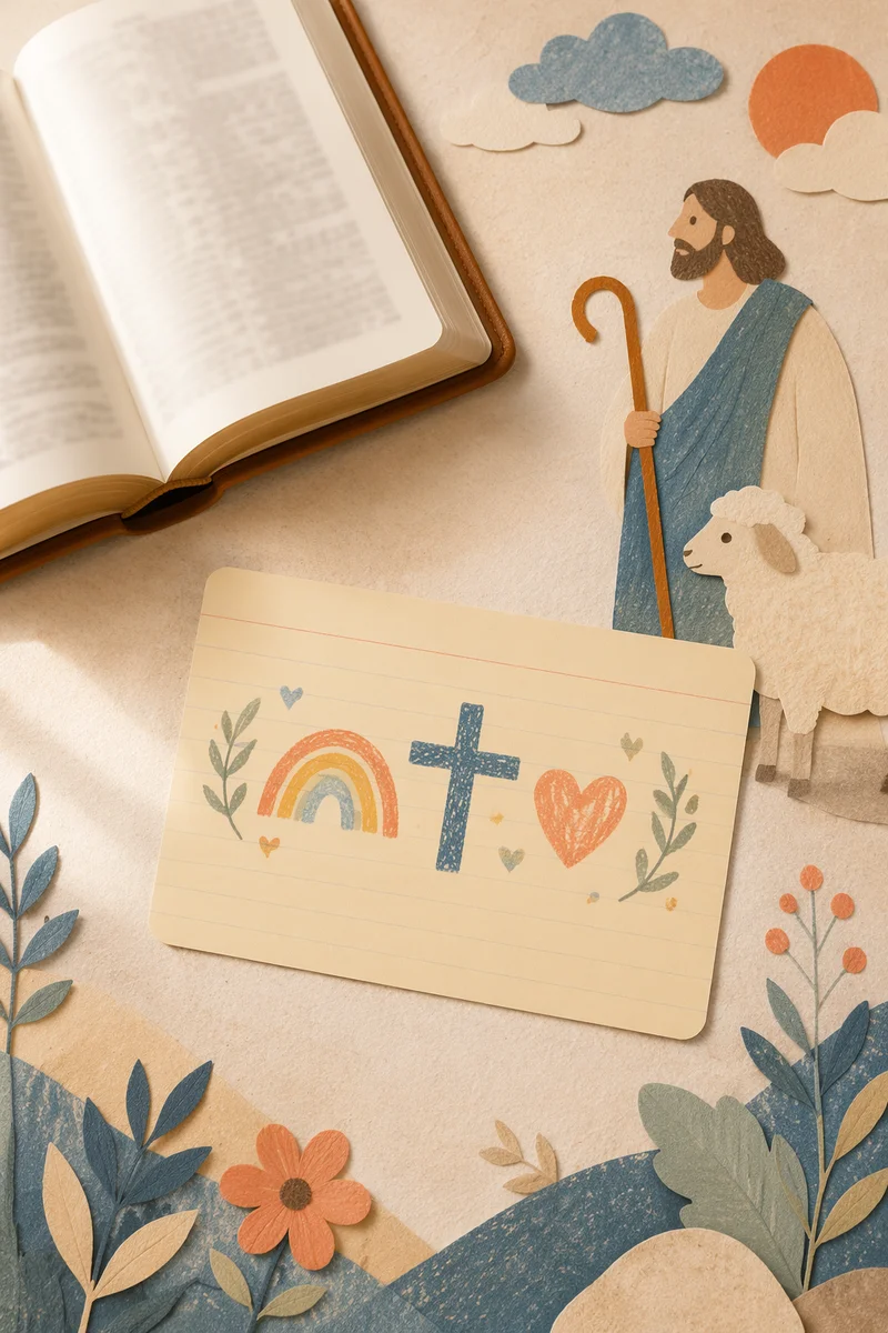 Open Book and Note Card Flat Lay