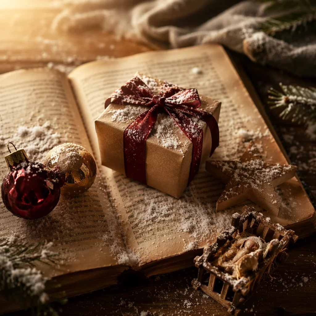 Gift Box on Devotional Book Table