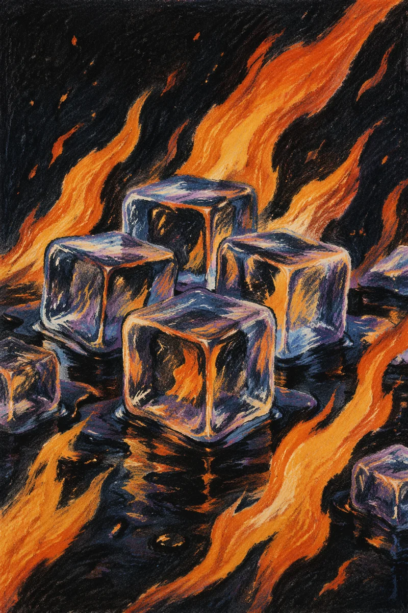 Dramatic Fire and Melting Ice Background