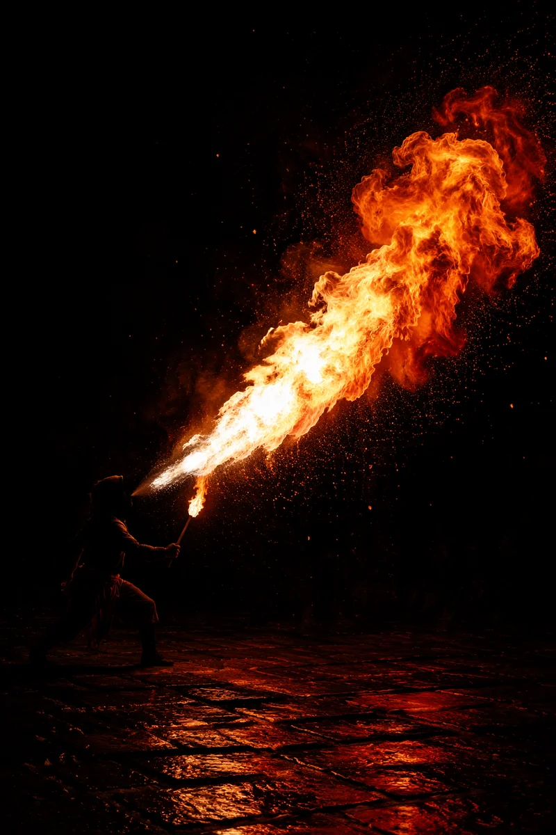 Dramatic Night Fire Performer Background