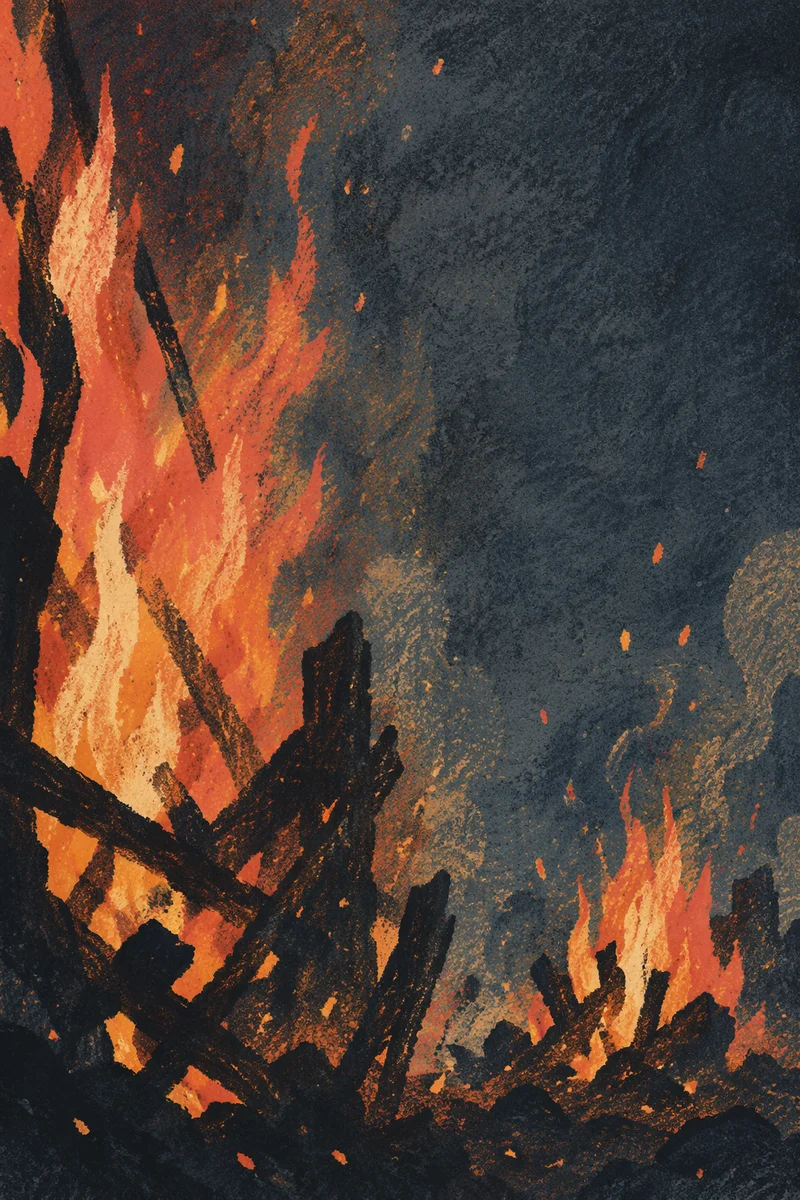 Dark Dramatic Flames with Smoky Copy Space