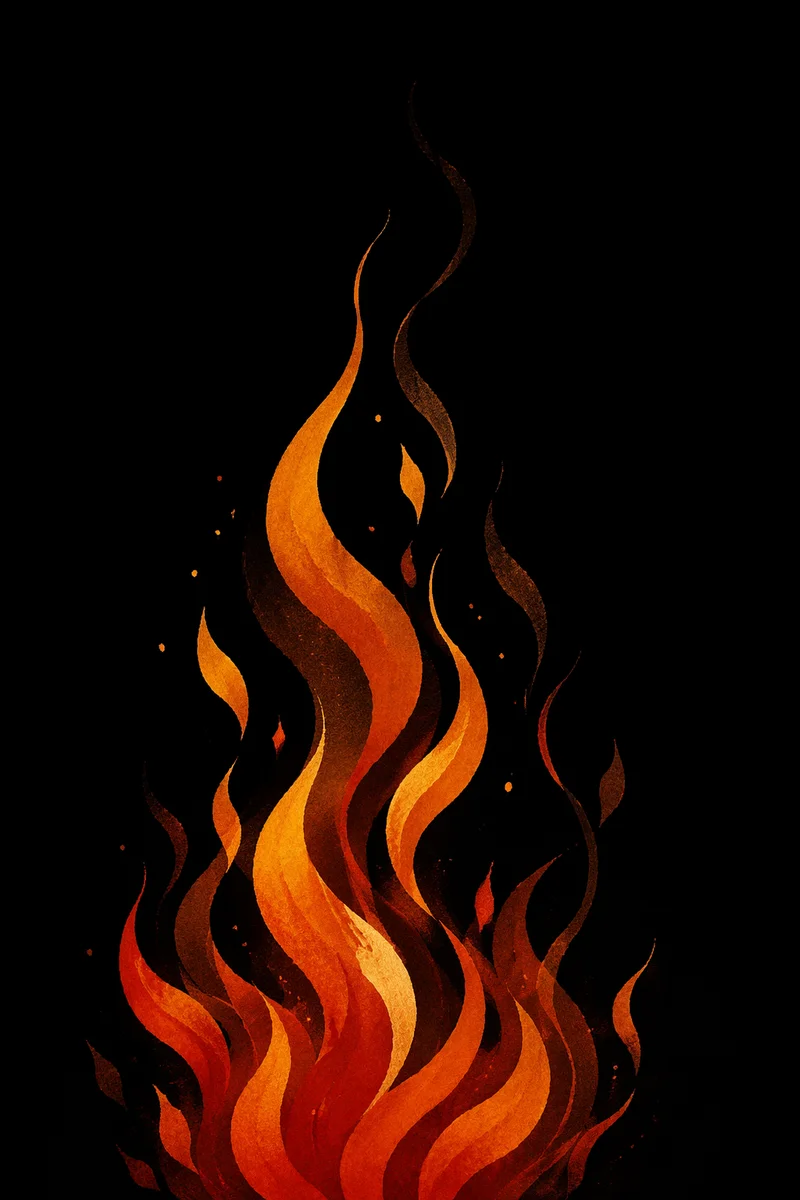 Dark Dramatic Flame Background with Black Space