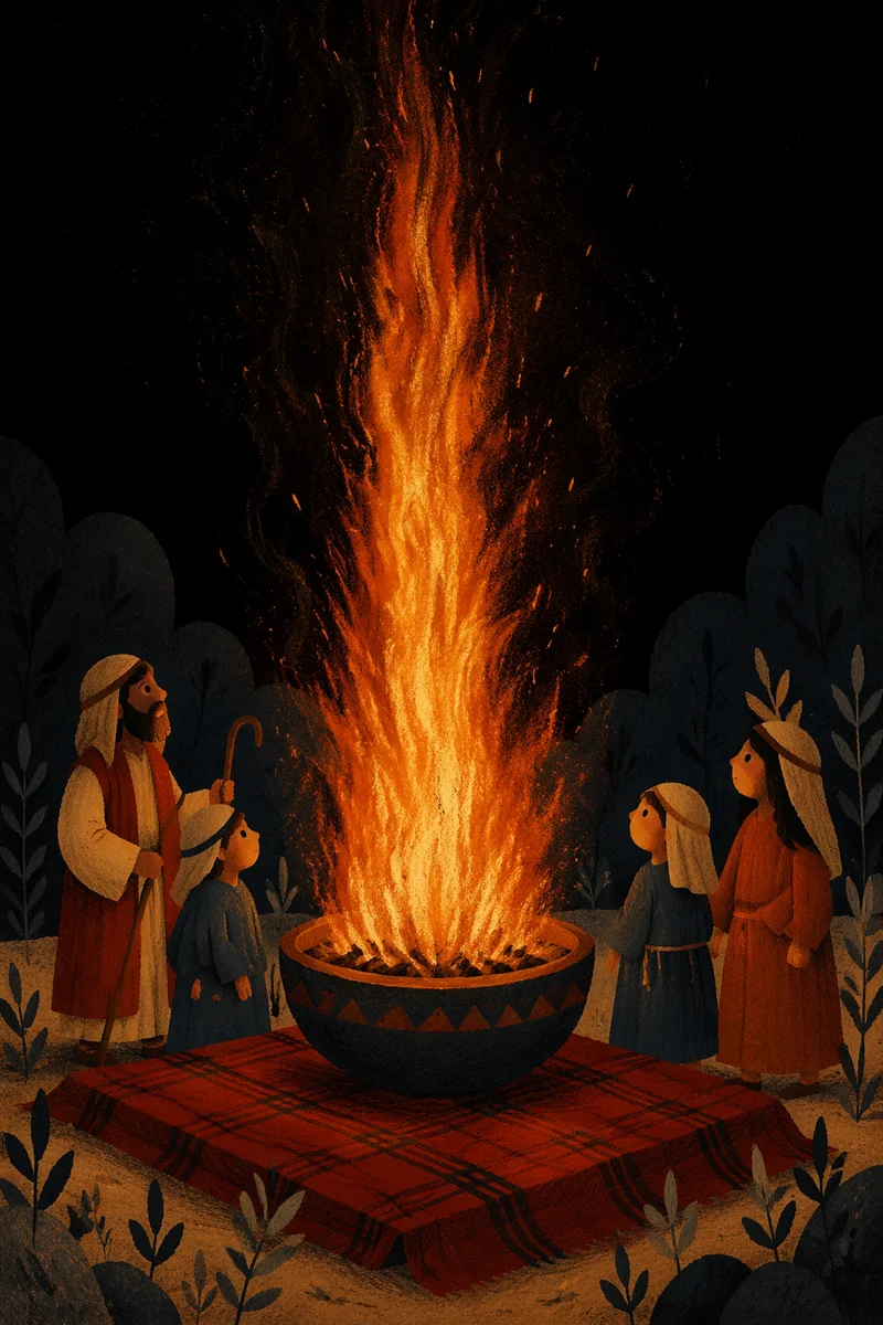Dramatic Flames Over Earthenware Bowl