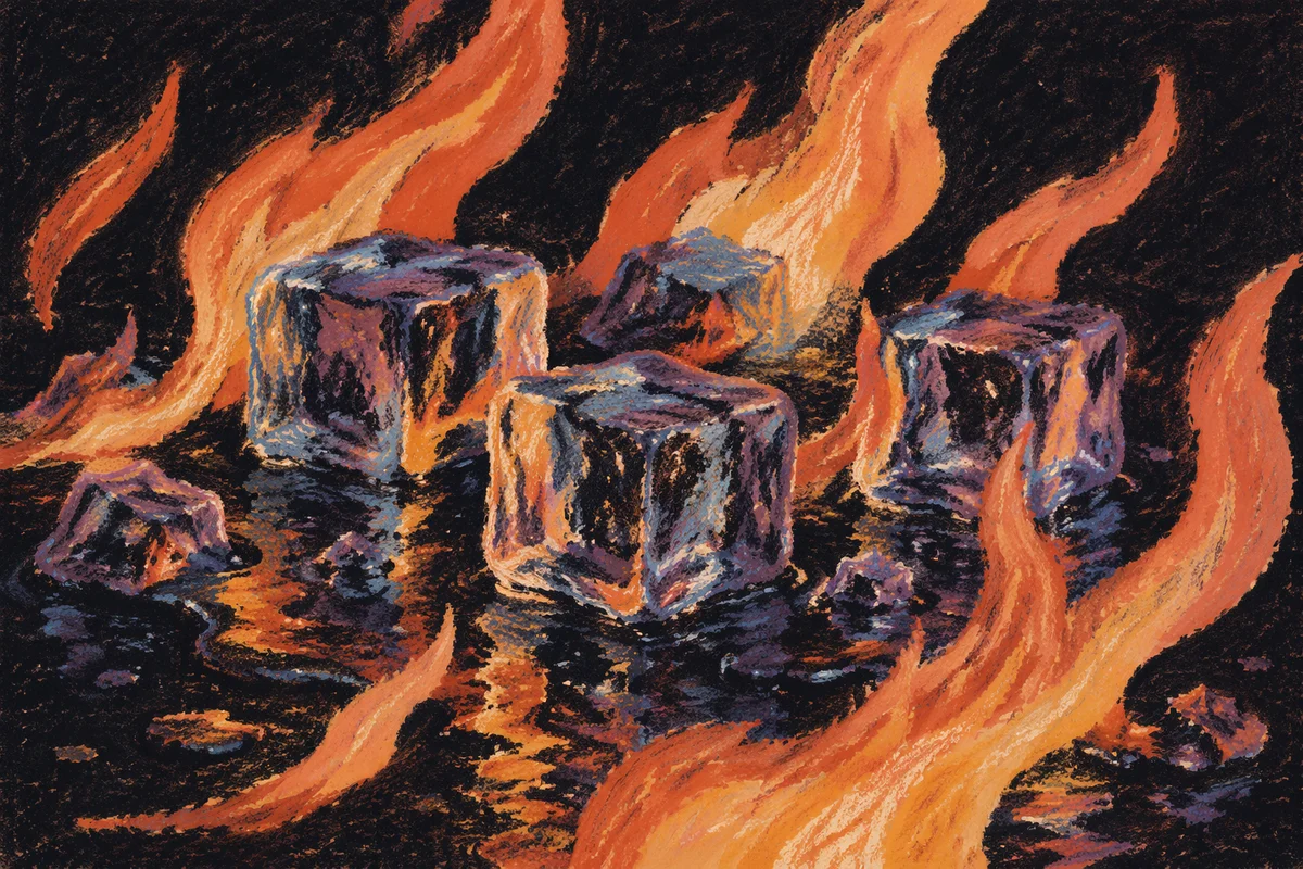 Dramatic Fire and Ice Dark Background