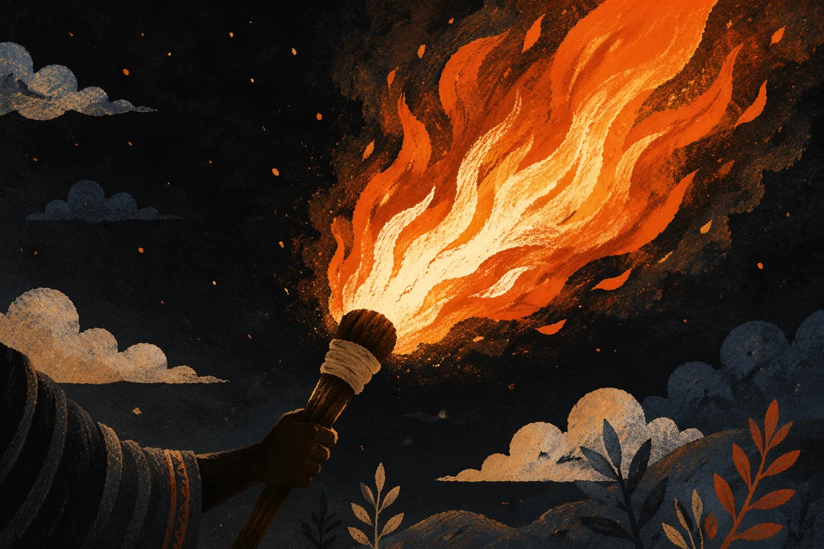 Dramatic Torch Flame Night Background