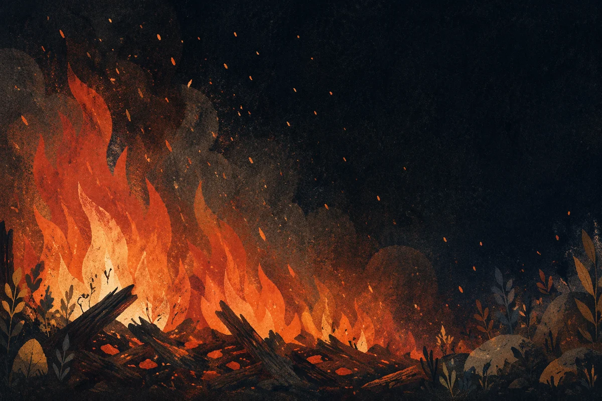 Dark Dramatic Flames with Glowing Embers