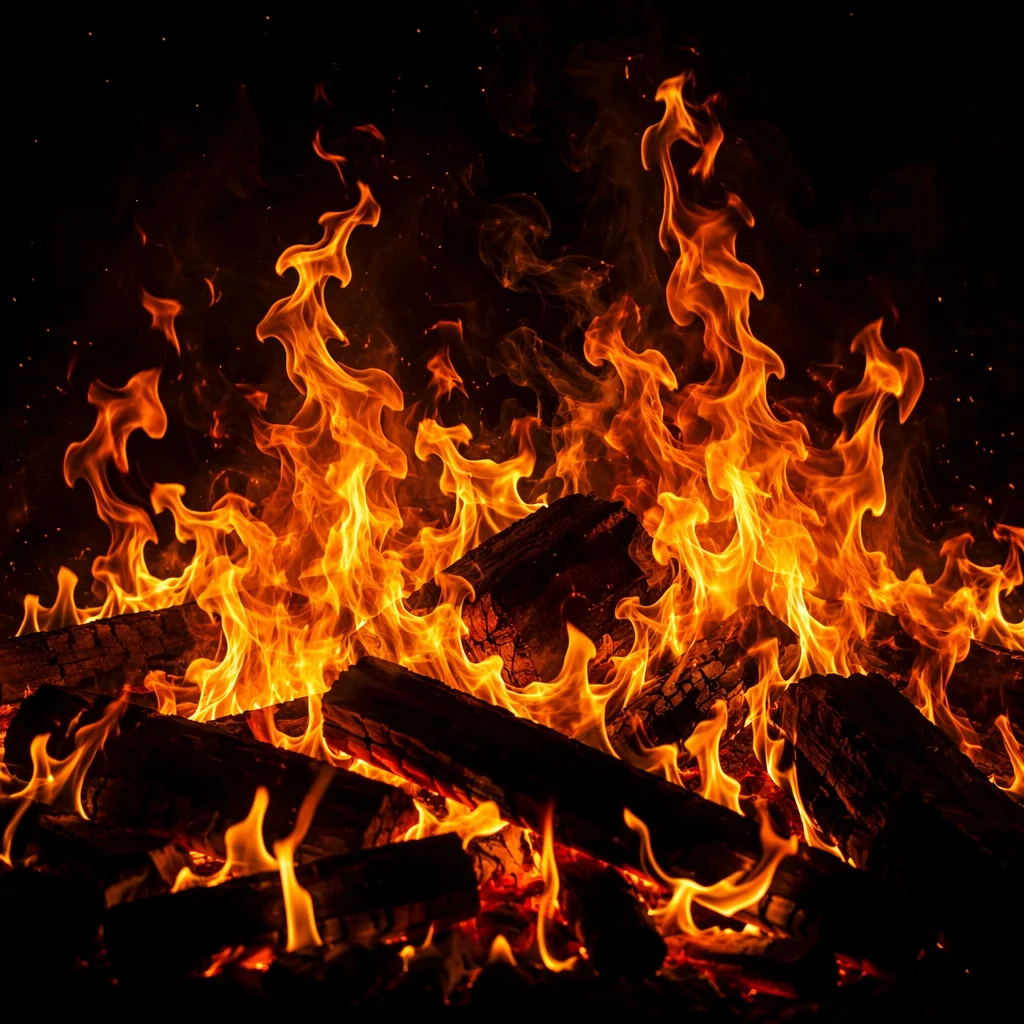 Dark Dramatic Flames with Glowing Embers