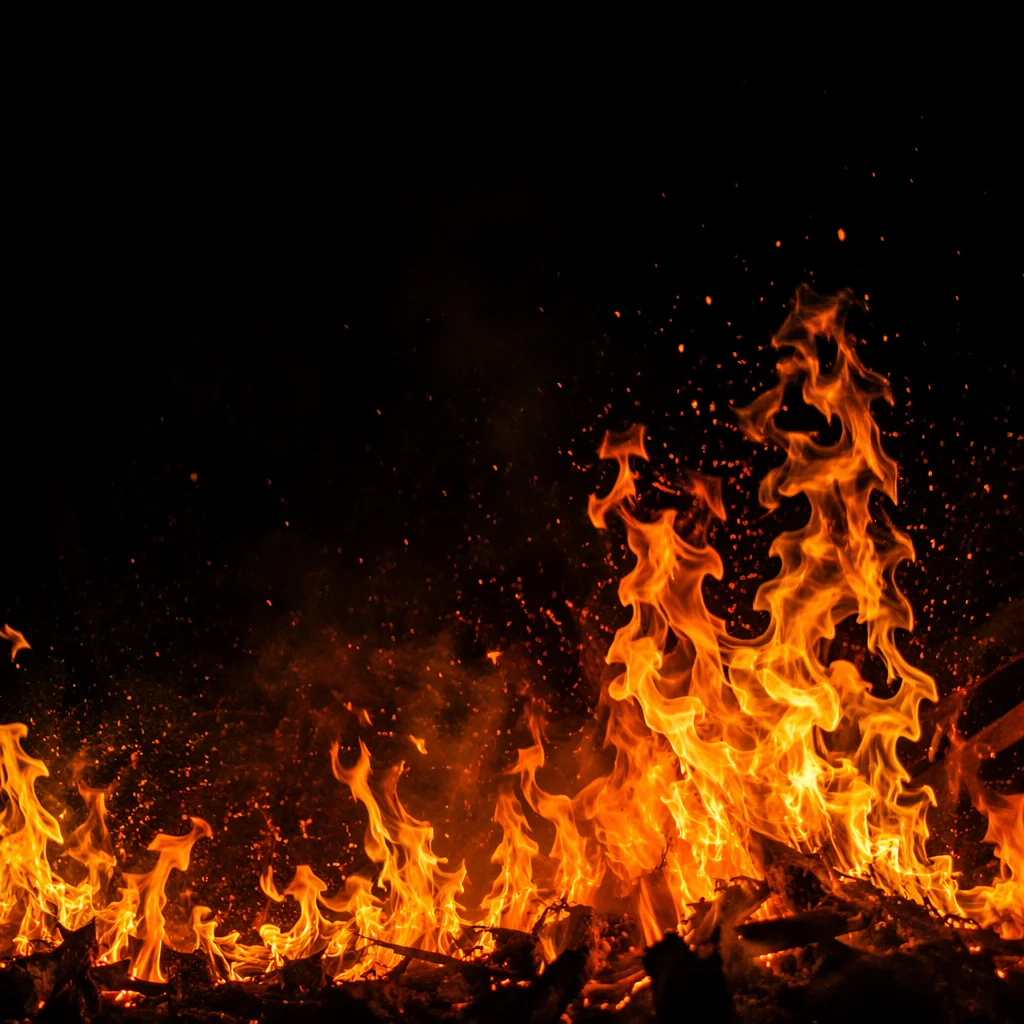 Dramatic Flames on Dark Background