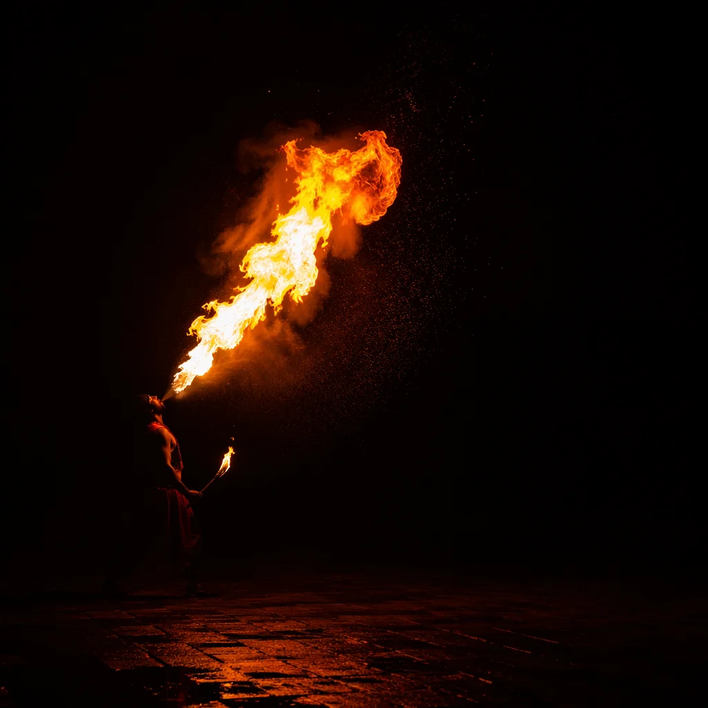 Dark Dramatic Fire Performer Background