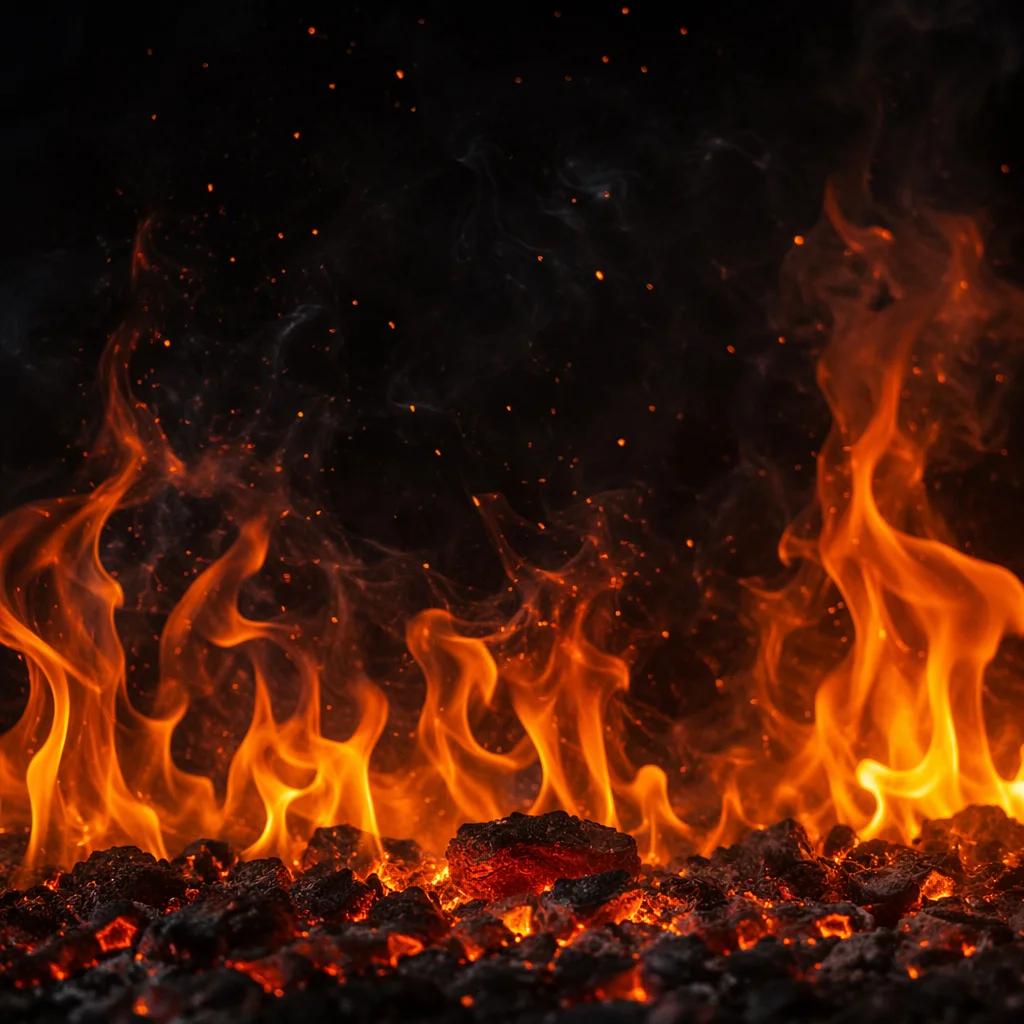 Dark Dramatic Wall of Rising Flames