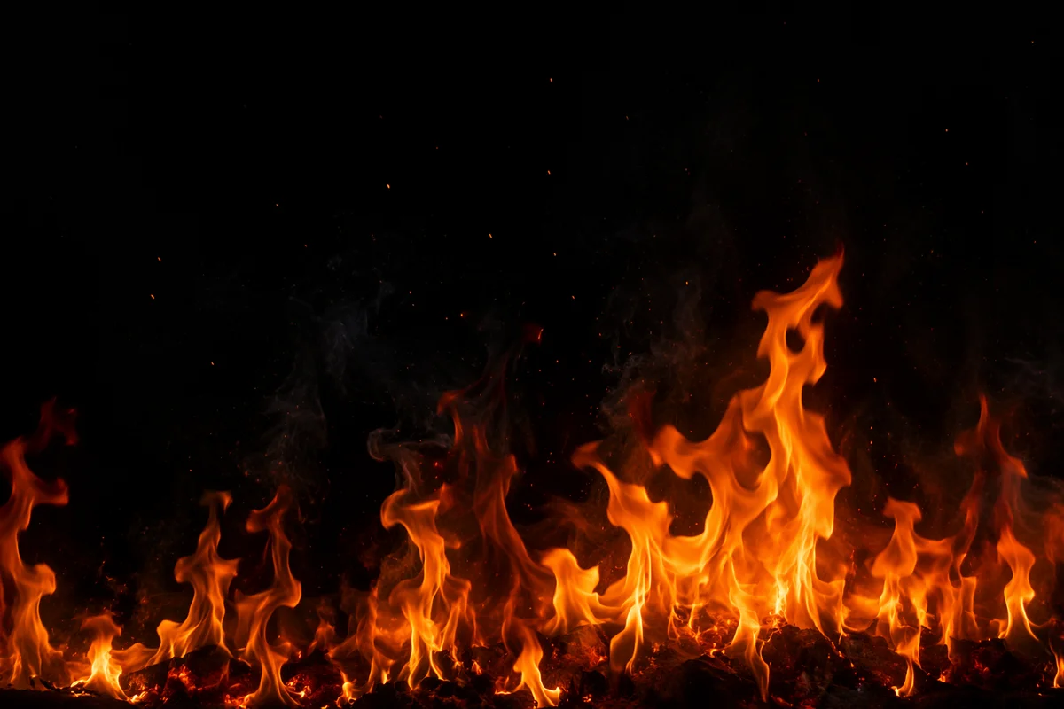 Dramatic Flames on Dark Background