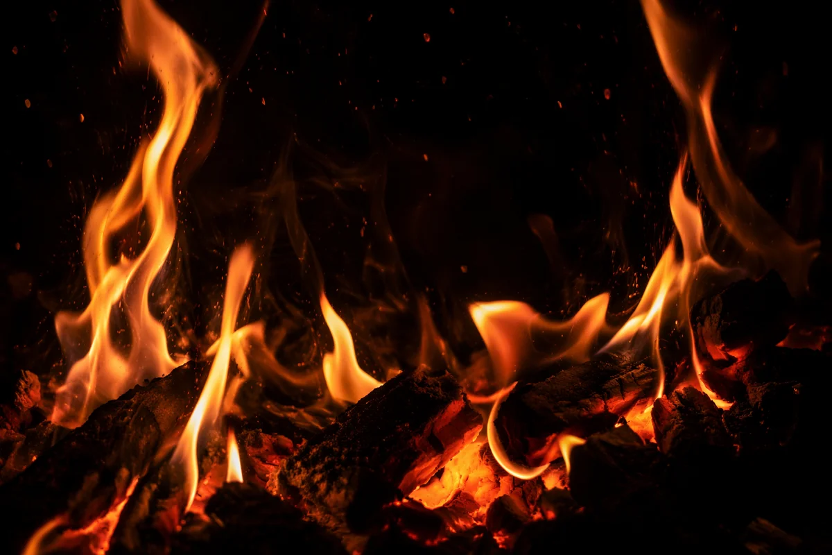 Dark Dramatic Flames and Glowing Embers