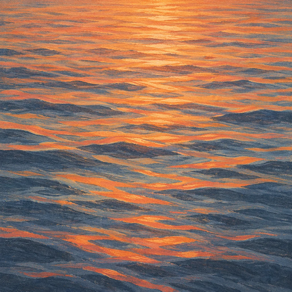 Golden Sunset Ripples on Flowing Water