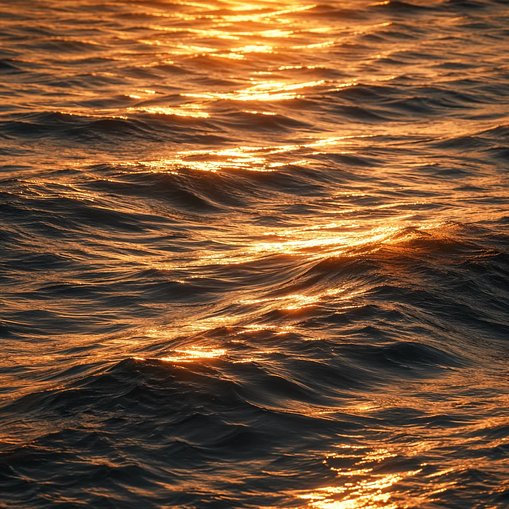 Golden Reflections on Flowing Water