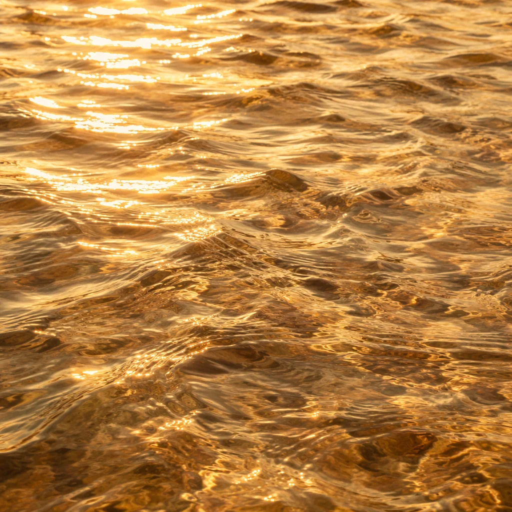 Golden River Ripples in Warm Light