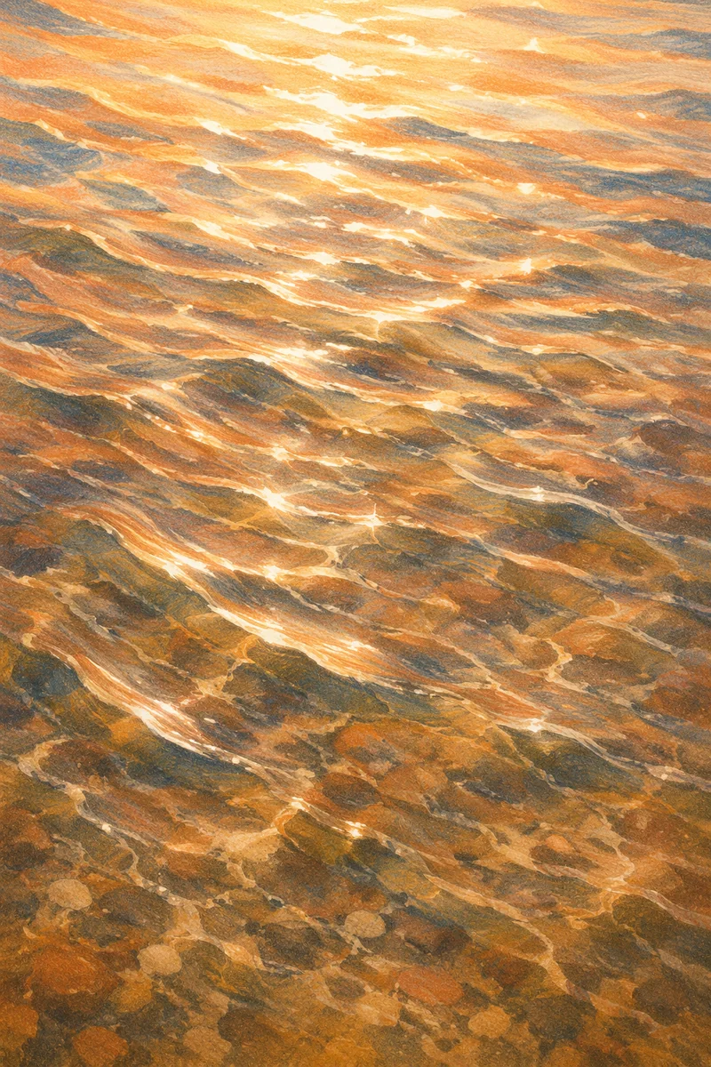 Golden Flowing Water Reflection Background