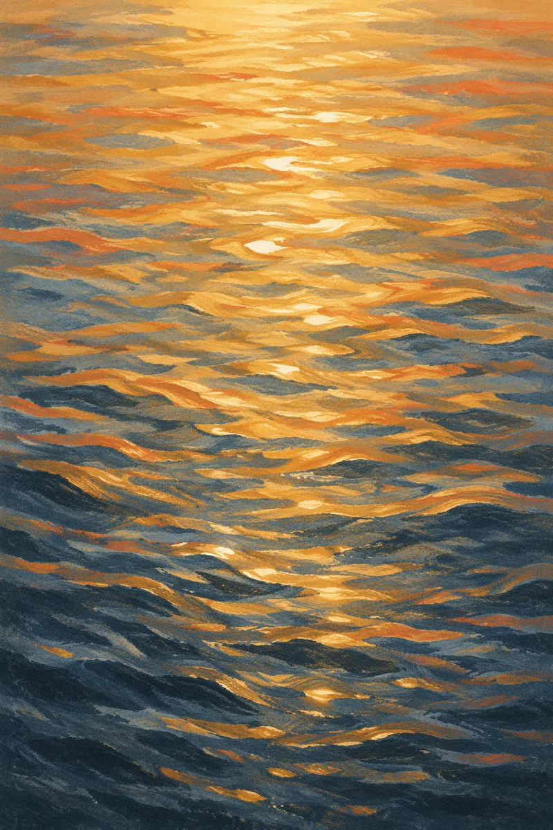 Golden Ripples on Flowing Water
