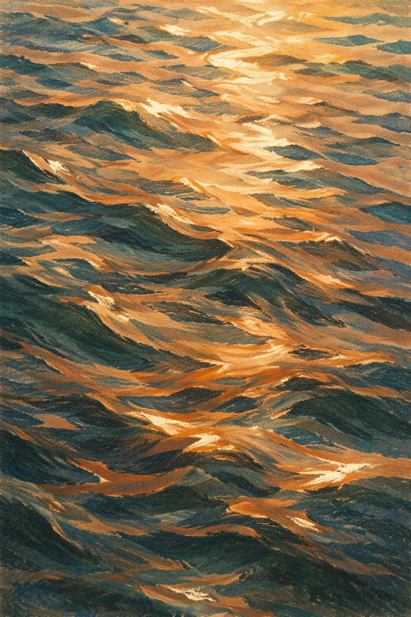 Golden Light Reflections on Flowing Water