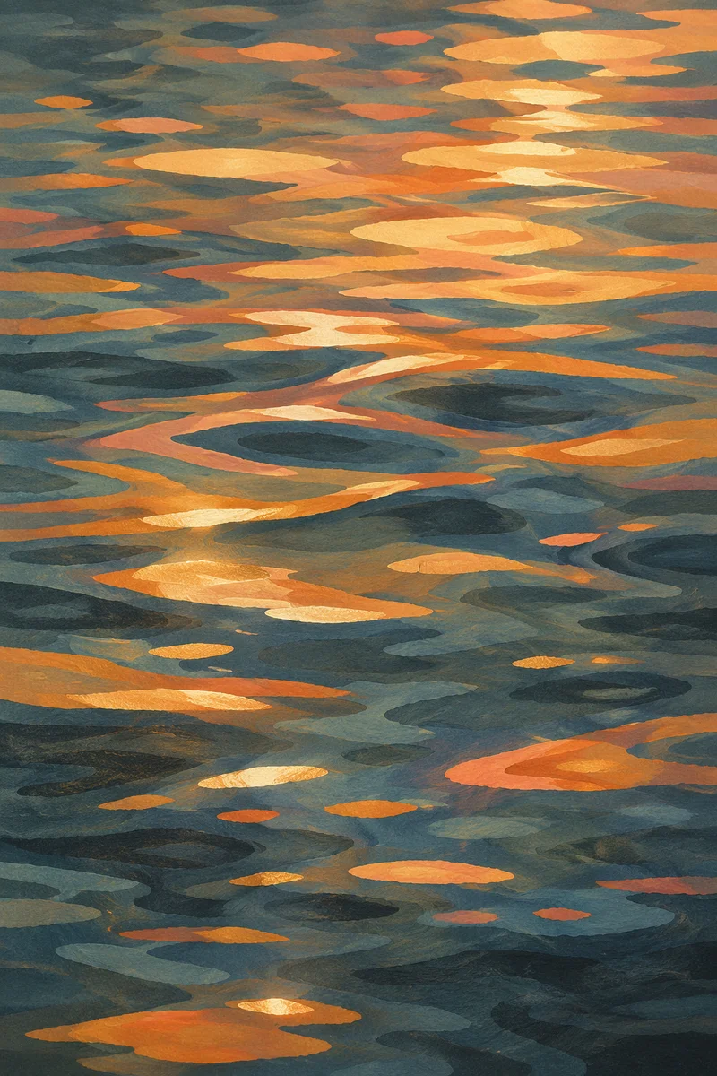 Golden Reflections on Flowing Water