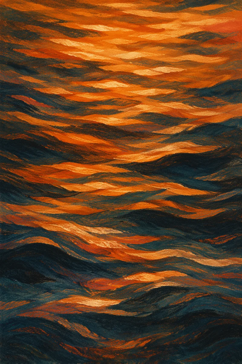 Golden Dusk Reflections on Flowing Water