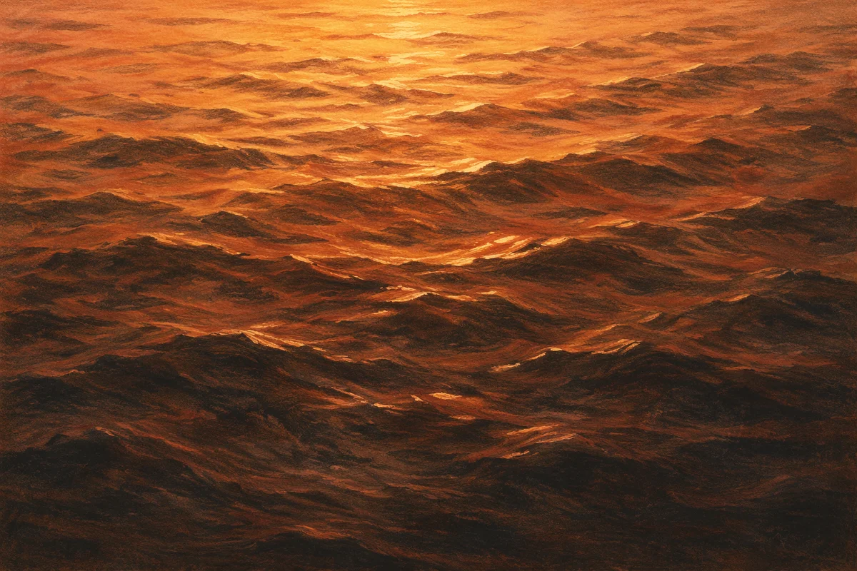 Golden Reflections on Flowing Water Surface