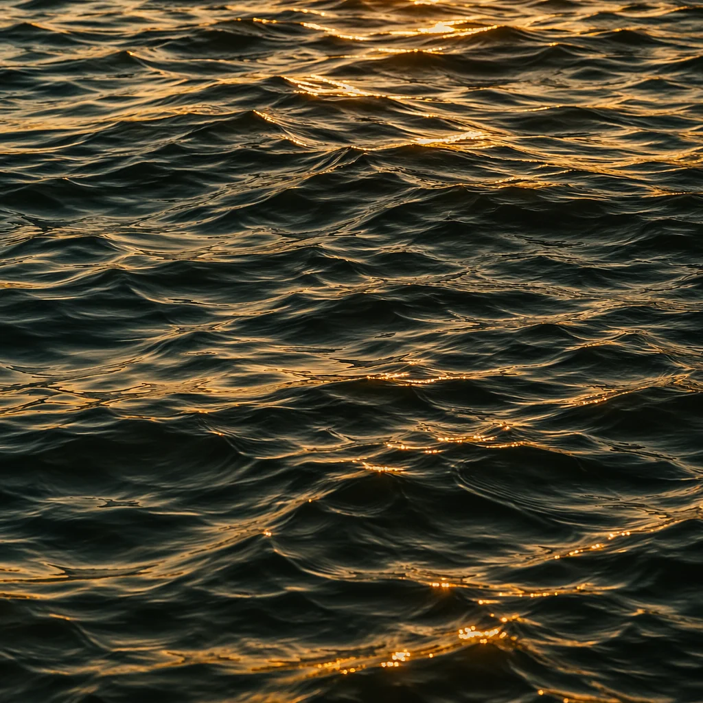 Golden Reflections on Flowing Water