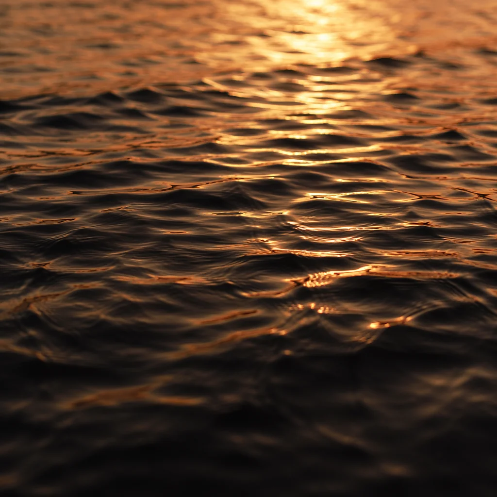 Golden Dusk Ripples on Flowing Water