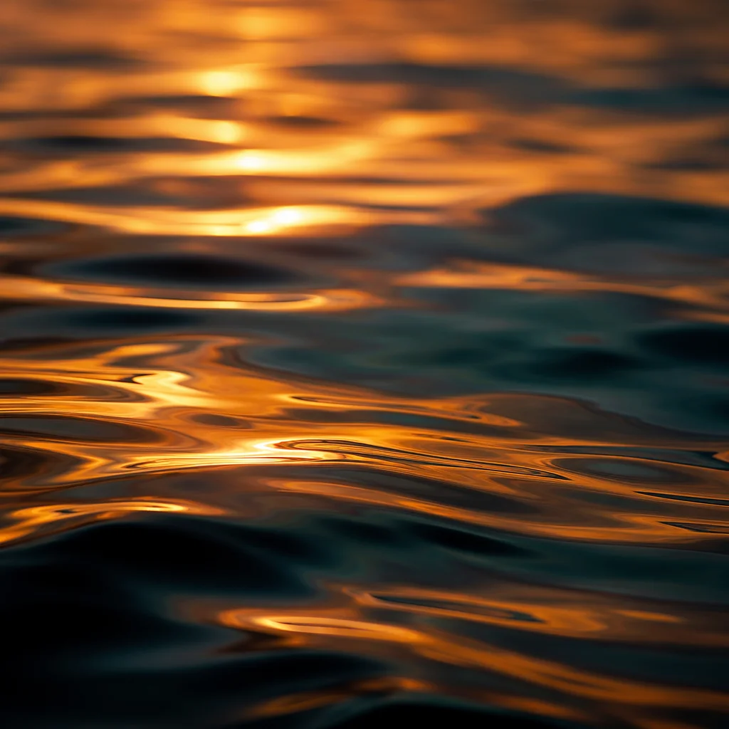 Golden Reflections on Flowing Water