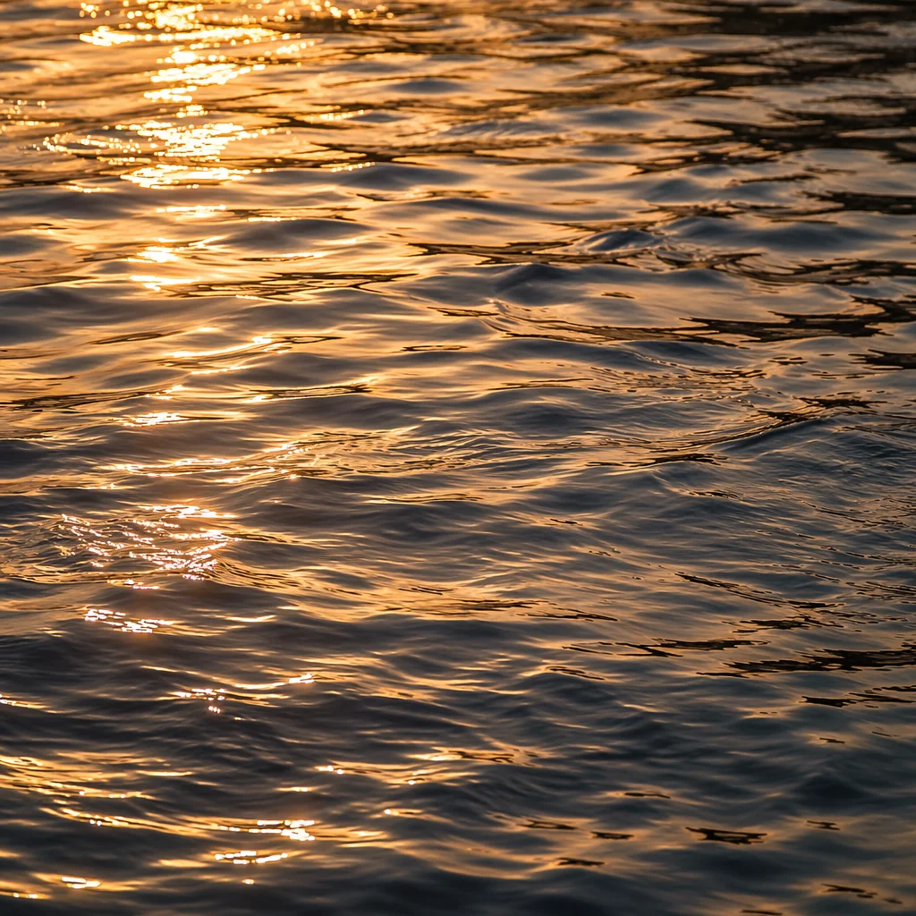 Golden Hour Flowing Water Reflection Background