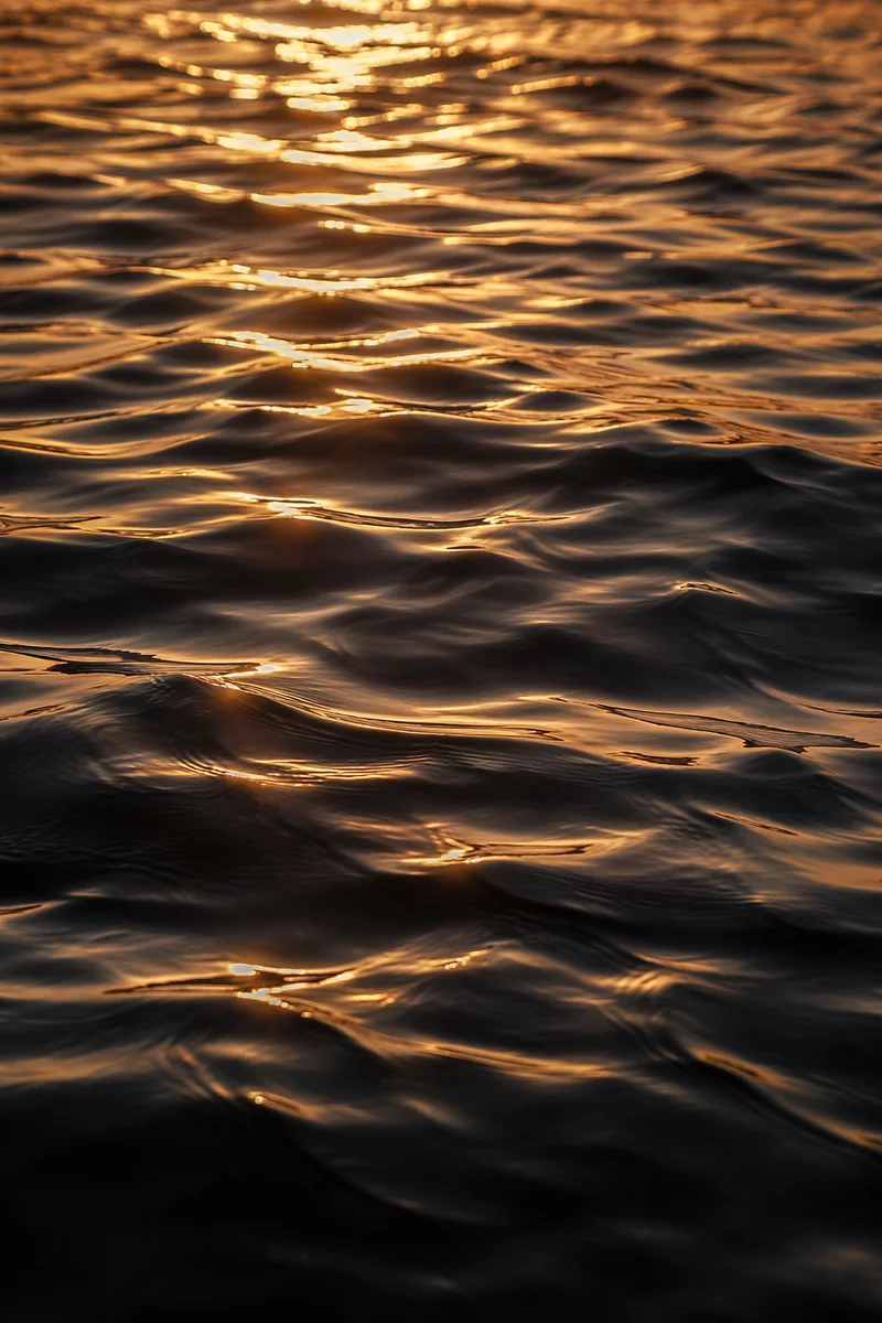 Golden Hour Ripples on Flowing Water