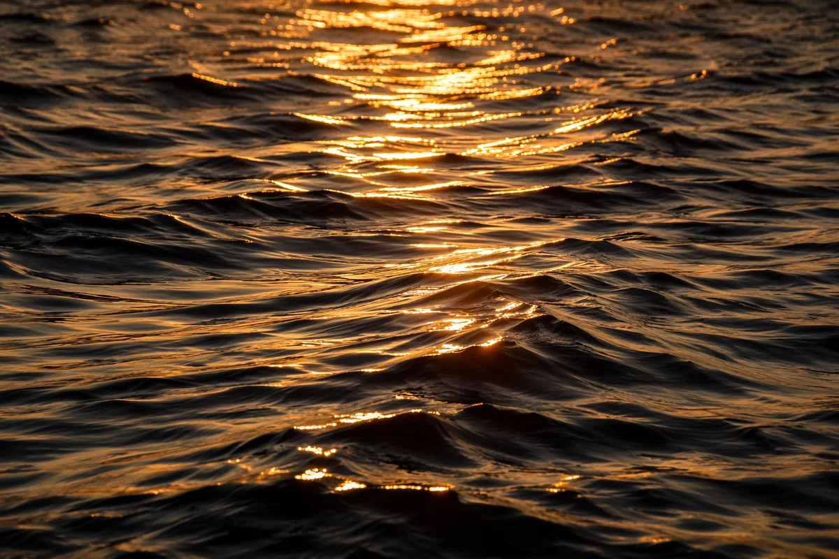 Golden Hour Flowing Water Reflection Background