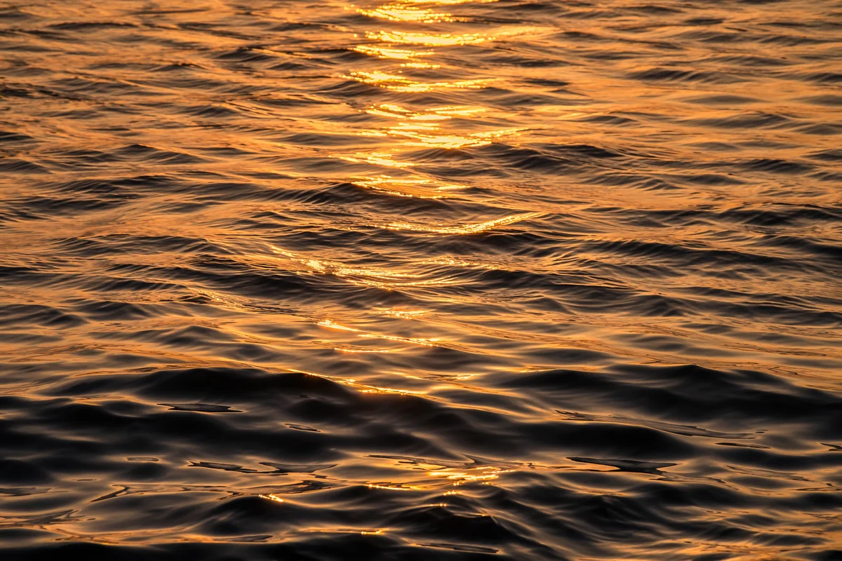 Golden Hour Ripples on Flowing Water