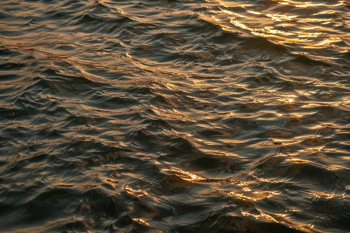 Golden Light on Flowing Water Ripples