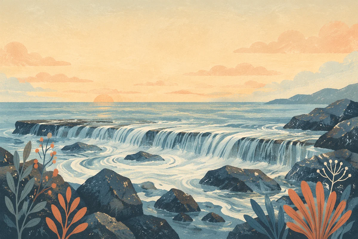 Rocky Shoreline with Pastel Dawn Sea