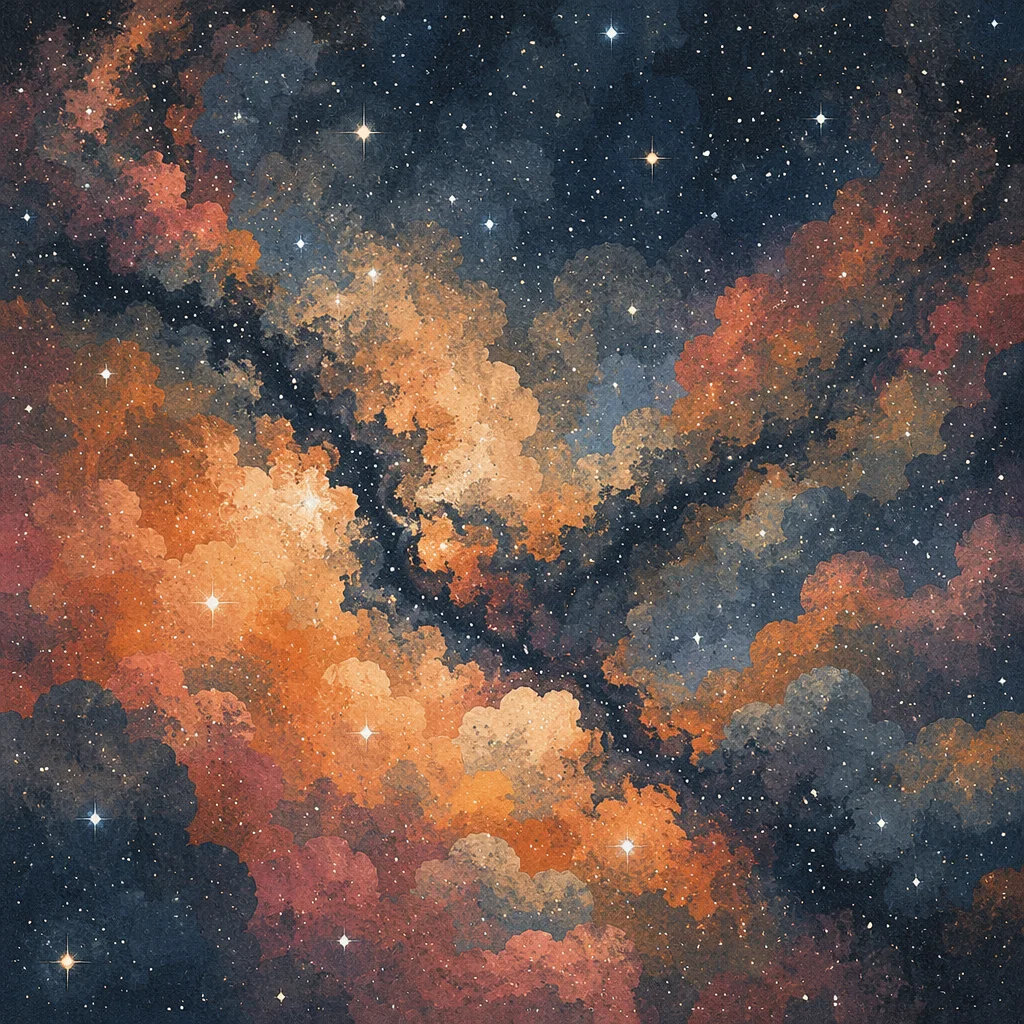 Dark Nebula Galaxy with Amber Stars