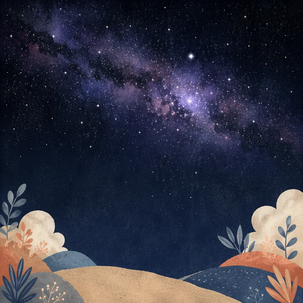 Dark Galaxy Field with Violet Nebula