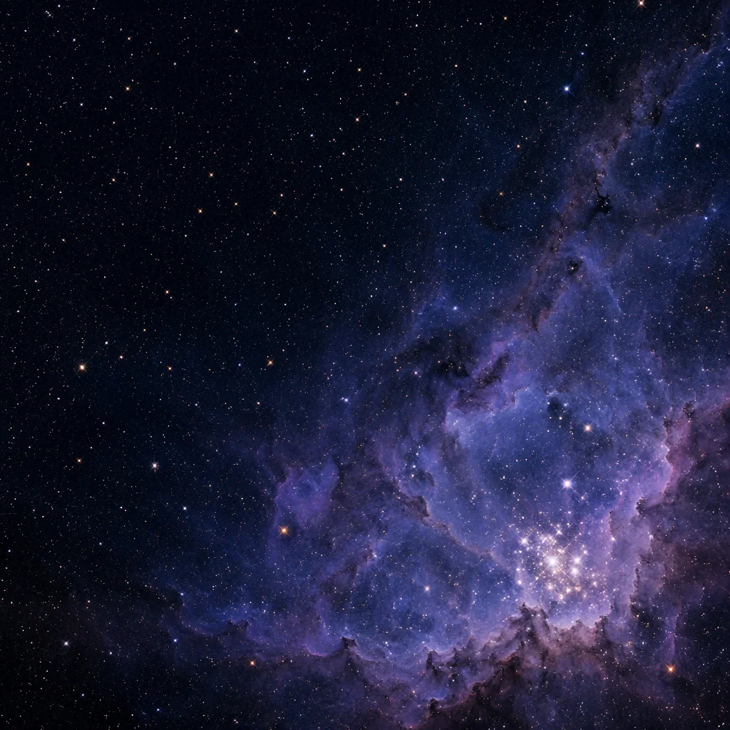 Dark Galaxy Field with Blue Nebula